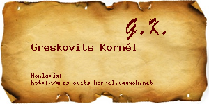 Greskovits Kornél névjegykártya